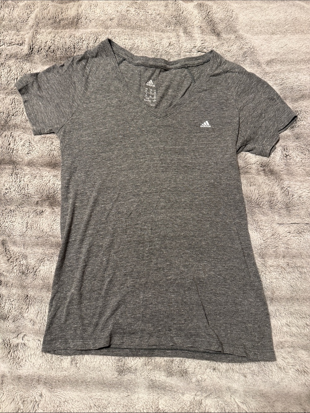 adidas Women's Heather Gray V-Neck Short Sleeve Tee